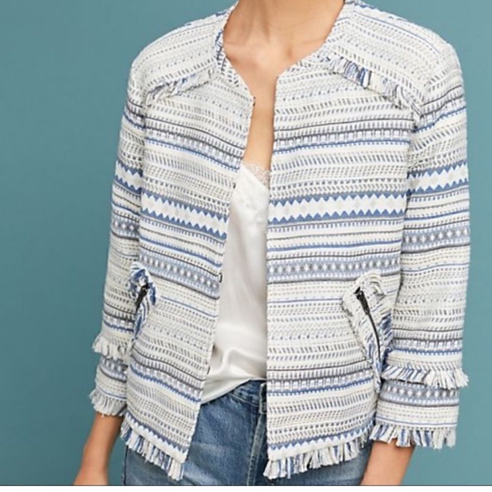 Greylin Bea Textured Striped Jacket L - Picture 2 of 9